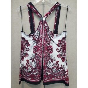 Cache Paisley Scarf Print Sleeveless Stretchy Blouse Size XL Boho Hippie Y2K